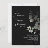 Invitation Dîner de répétition Mariage noir vert moderne (Devant)