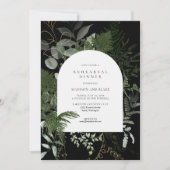 Invitation Dîner de répétition Mariage noir Wild Fern Greener (Devant)
