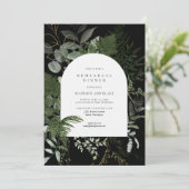 Invitation Dîner de répétition Mariage noir Wild Fern Greener (Debout devant)