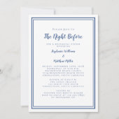 Invitation Dîner de répétition Mariage Nuit avant bleu blanc (Devant)