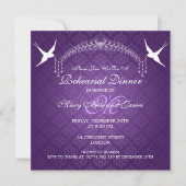 Invitation Dîner de répétition Mariage Oiseaux Monogramme Vio (Devant)