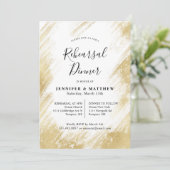 Invitation Dîner de répétition Mariage or et blanc élégant (Debout devant)