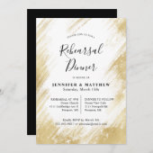 Invitation Dîner de répétition Mariage or et blanc élégant (Devant / Derrière)