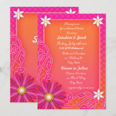 Invitation Dîner de répétition Mariage orange et rose Tangeri (Devant / Derrière)