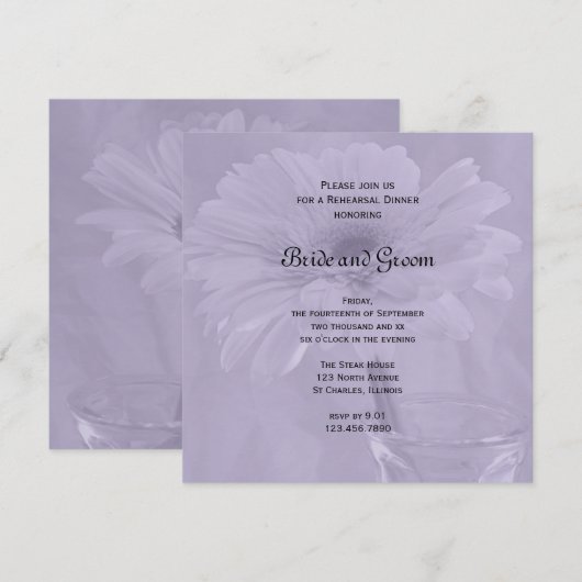 Invitation Dîner de répétition Mariage Pale Purple Gerber Dai (Devant / Derrière)
