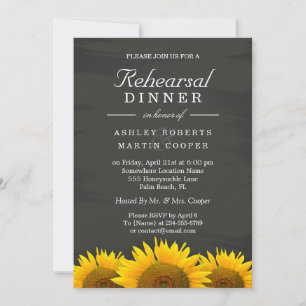 Invitation Dîner de répétition mariage Panneaux de tournesol