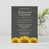 Invitation Dîner de répétition mariage Panneaux de tournesol (Debout devant)