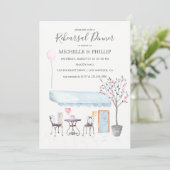 Invitation Dîner de répétition Mariage Paris aquarelle floral (Debout devant)
