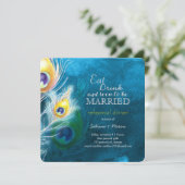 Invitation Dîner de répétition Mariage Peacock Blue Elegance (Debout devant)