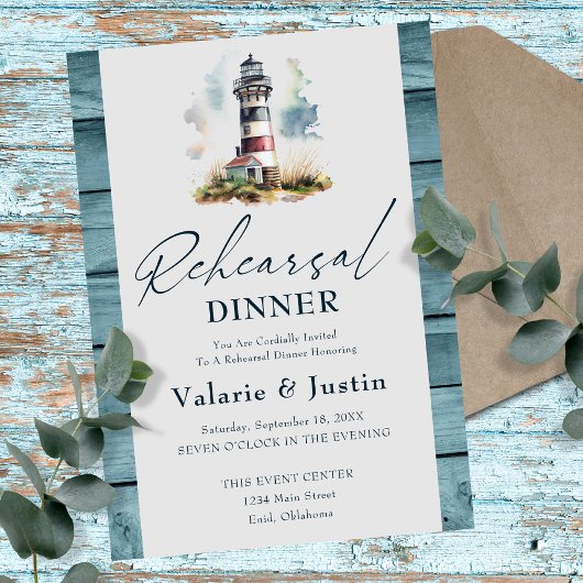Invitation Dîner de répétition mariage phare