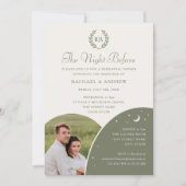 Invitation Dîner de répétition mariage Photo Monogramme Sage  (Devant)