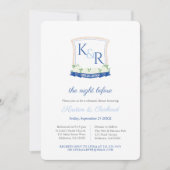 Invitation Dîner de répétition Mariage Preppy Nautical Crest (Devant)