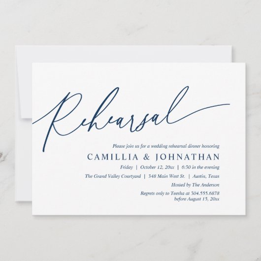 Invitation Dîner de répétition Mariage romantique moderne (Devant)