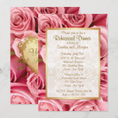 Invitation Dîner de répétition Mariage rose (Devant / Derrière)