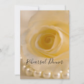 Invitation Dîner de répétition Mariage Rose blanche et perles (Devant)