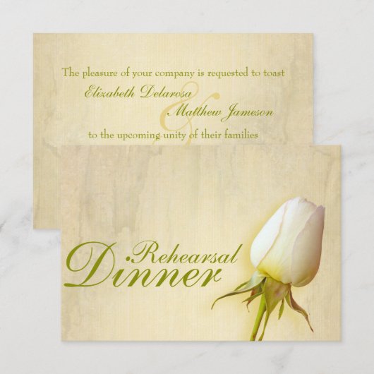 Invitation Dîner de répétition mariage rose blanche invitatio (Devant / Derrière)