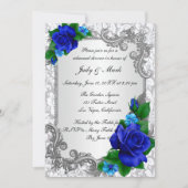 Invitation Dîner de répétition Mariage Rose Bleu élégant (Devant)