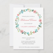 Invitation Dîner de répétition Mariage Rose Blue Floral Wreat (Devant)