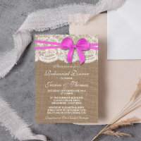 Dîner de répétition Mariage rose Bow Burlap & dent