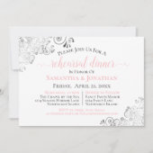 Invitation Dîner de répétition Mariage rose et élégant (Devant)