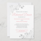 Invitation Dîner de répétition Mariage rose et gris (Devant)