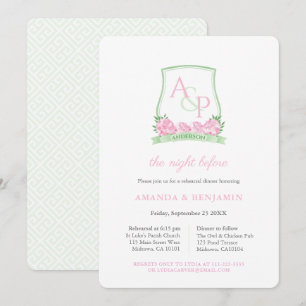Invitation Dîner De Répétition Mariage Rose Et Vert Crest