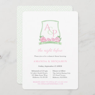Invitation Dîner De Répétition Mariage Rose Et Vert Crest