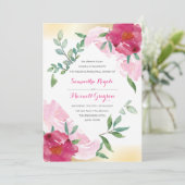 Invitation Dîner de répétition Mariage rose Floral (Debout devant)