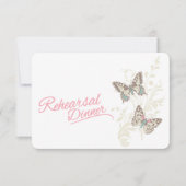 Invitation Dîner de répétition mariage rose papillons invitat (Devant)