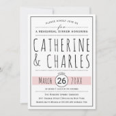Invitation Dîner de répétition mariage rose vif typographie (Devant)