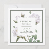 Invitation Dîner de répétition mariage Roses blanches (Devant)