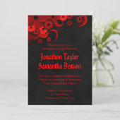 Invitation Dîner de répétition Mariage rouge Floral noir Invi (Debout devant)