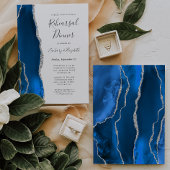 Invitation Dîner de répétition Mariage Royal Blue Silver Agat