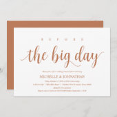 Invitation Dîner de répétition Mariage russe, cuivre moderne (Devant / Derrière)