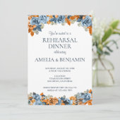 Invitation Dîner de répétition Mariage Rust Navy Blue Terraco (Debout devant)