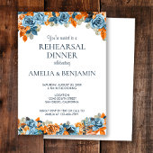 Invitation Dîner de répétition Mariage Rust Navy Blue Terraco