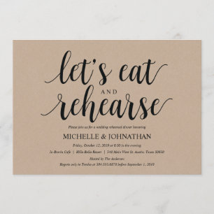Invitation Dîner de répétition Mariage Rustic Kraft Invitatio