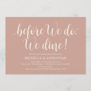 Invitation Dîner de répétition Mariage rustique à la crème ro