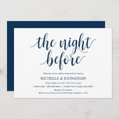 Invitation Dîner de répétition Mariage rustique, bleu marine (Devant / Derrière)