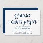 Invitation Dîner de répétition Mariage rustique, bleu marine (Devant / Derrière)
