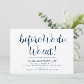 Invitation Dîner de répétition Mariage rustique, bleu marine (Debout devant)