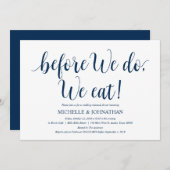 Invitation Dîner de répétition Mariage rustique, bleu marine (Devant / Derrière)