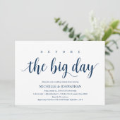 Invitation Dîner de répétition Mariage rustique, bleu marine (Debout devant)