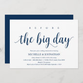 Invitation Dîner de répétition Mariage rustique, bleu marine (Devant / Derrière)