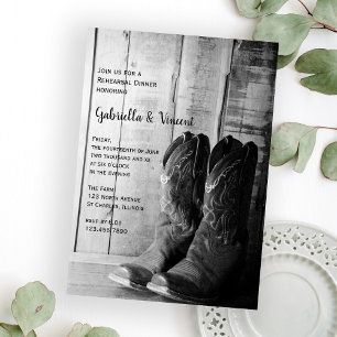 Invitation Dîner de répétition Mariage Rustique Boots