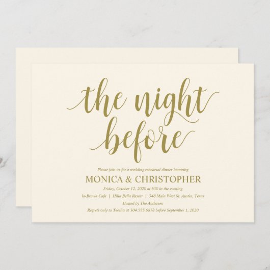 Invitation Dîner de répétition Mariage rustique Célébration (Devant / Derrière)