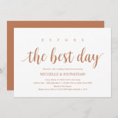 Invitation Dîner de répétition Mariage rustique, Cuivre moder (Devant / Derrière)