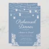 Invitation Dîner de répétition Mariage rustique Dusty Blue Li (Devant / Derrière)