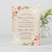 Invitation Dîner de répétition Mariage Rustique Floral Lace B (Debout devant)