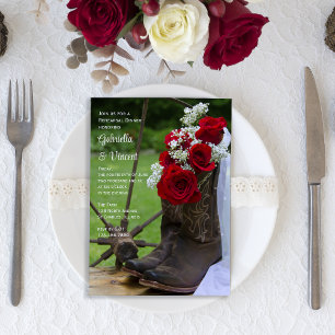Invitation Dîner de répétition Mariage Rustique Rose Cowboy B